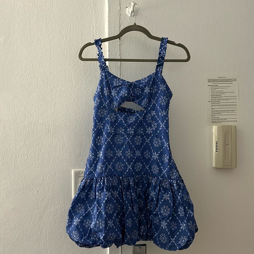 Blue bubble mini dress